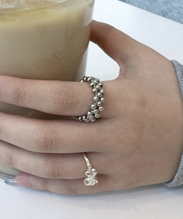 시크 비즈 반지 링 실버