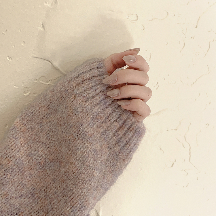 여리여리 오버핏 도톰 믹스보카시 알파카울 브이넥 아방핏 박시 울니트 스킨베리