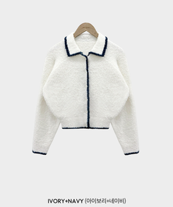 밑단 똑 잡아주는 2탄윈터 에디션 겨울부클 카라 배색 잘록핏 니트 가디건