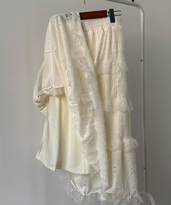 달콤 레이스 빈티지 프릴 캉캉 모리걸 롱 스커트