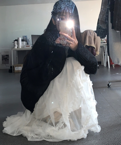 レースシースルーティアードスカート IVORY