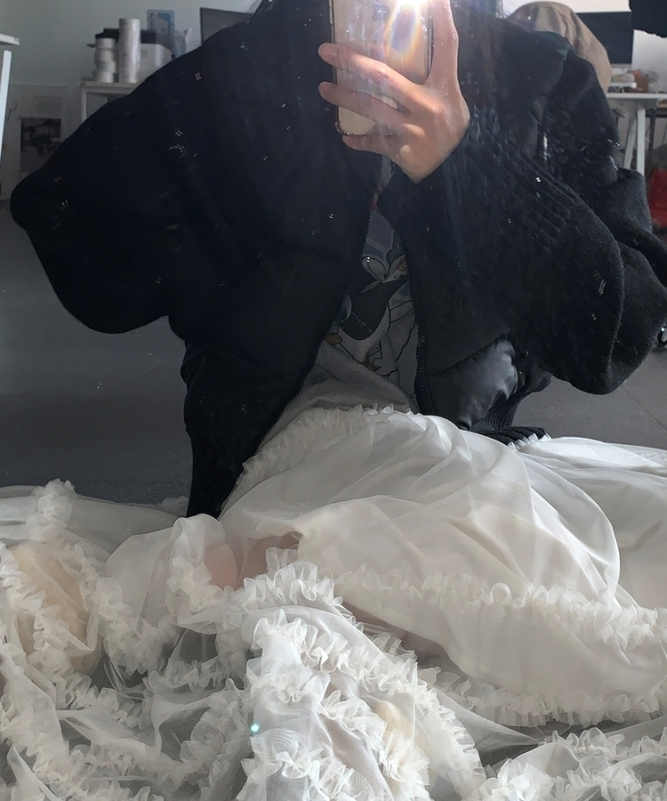 レースシースルーティアードスカート IVORY