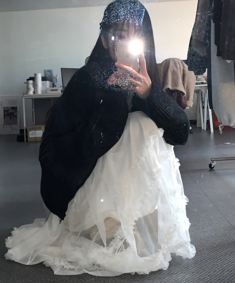 レースシースルーティアードスカート IVORY