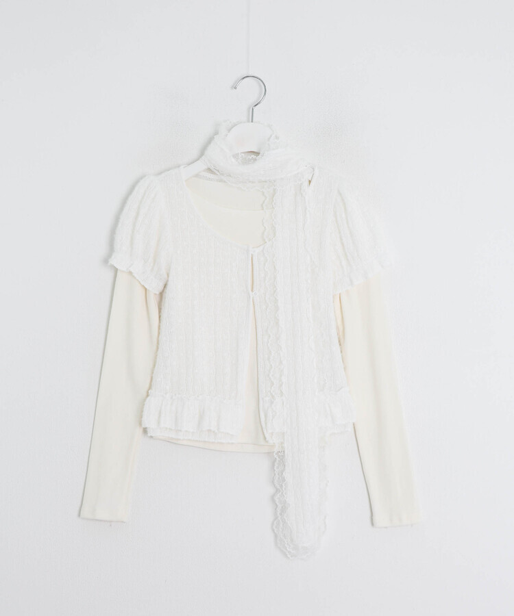 【SET】ナチュラルレーストップス＋ストール