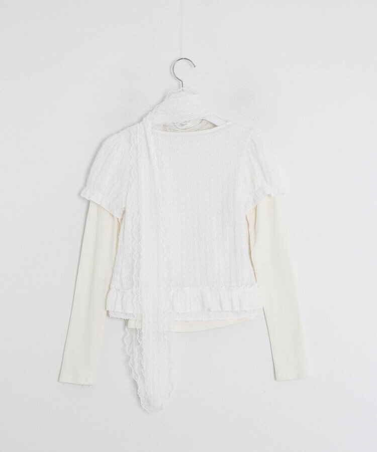 【SET】ナチュラルレーストップス＋ストール