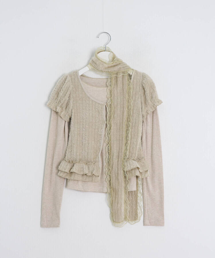 【SET】ナチュラルレーストップス＋ストール