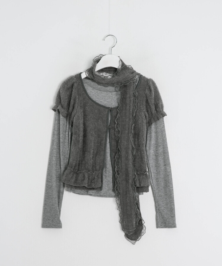 【SET】ナチュラルレーストップス＋ストール