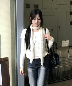 【SET】ナチュラルレーストップス＋ストール IVORY