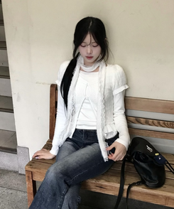 【SET】ナチュラルレーストップス＋ストール IVORY