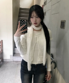 【SET】ナチュラルレーストップス＋ストール IVORY