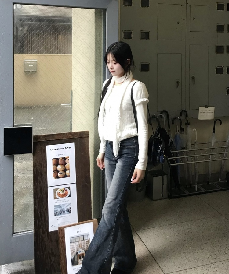 【SET】ナチュラルレーストップス＋ストール IVORY