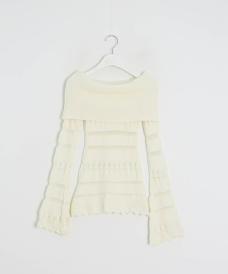 オフショルダーニットトップス