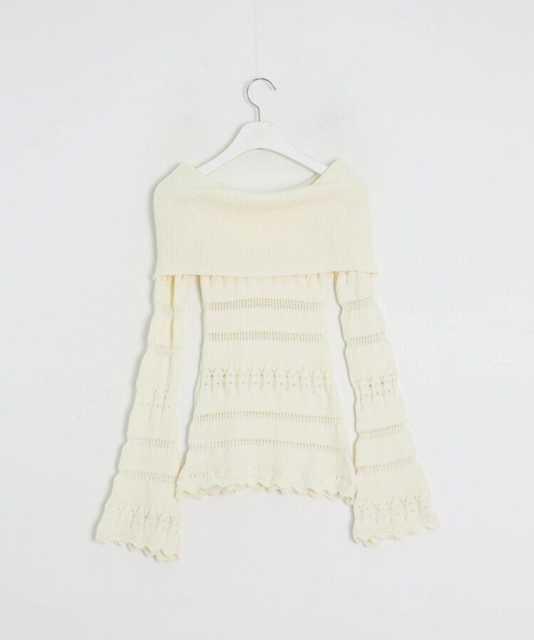 オフショルダーニットトップス