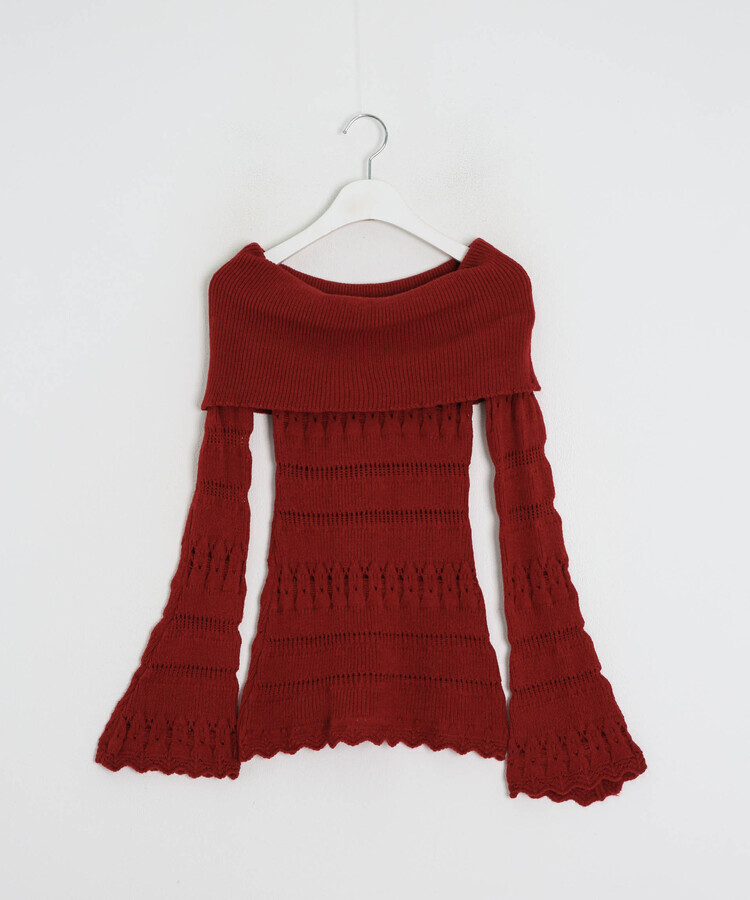 オフショルダーニットトップス