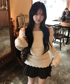 코코 펀칭 오프 니트 아이보리