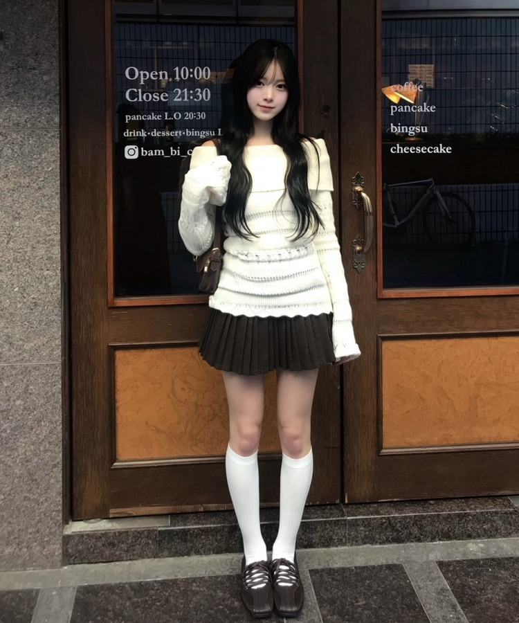 벨트 주름 미니 스커트 브라운