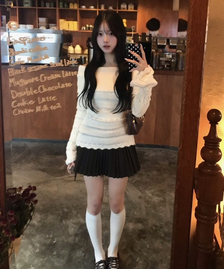 벨트 주름 미니 스커트 브라운