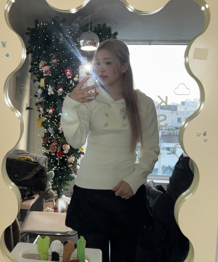 더블 버튼 니트티 아이보리