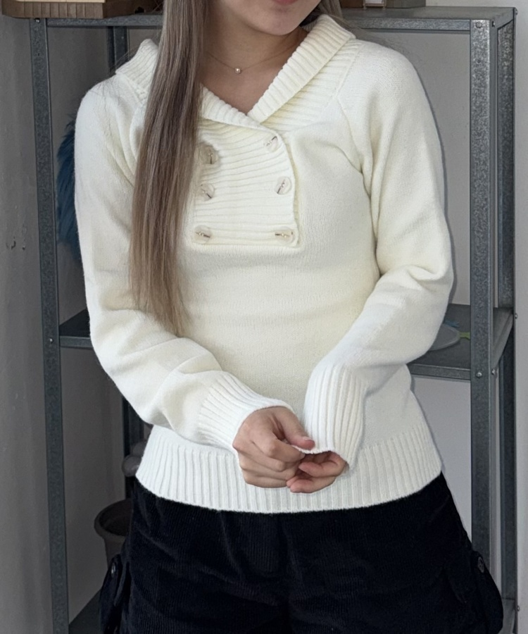 더블 버튼 니트티 아이보리