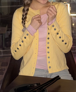 레트로 슬림 버튼 가디건 옐로우