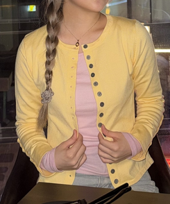 레트로 슬림 버튼 가디건 옐로우