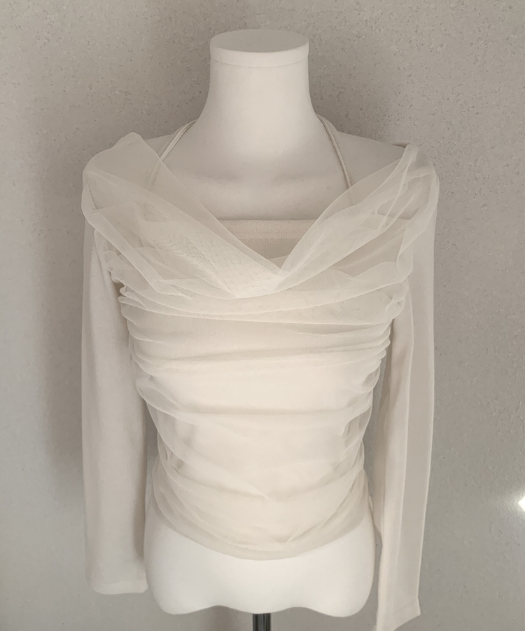 ホルターネックシフォンシャーリングブラウスTシャツ