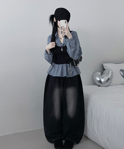 스트라이프뷔스티에레이어드주름핀턱셔츠남방 소라