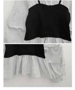 스트라이프뷔스티에레이어드주름핀턱셔츠남방