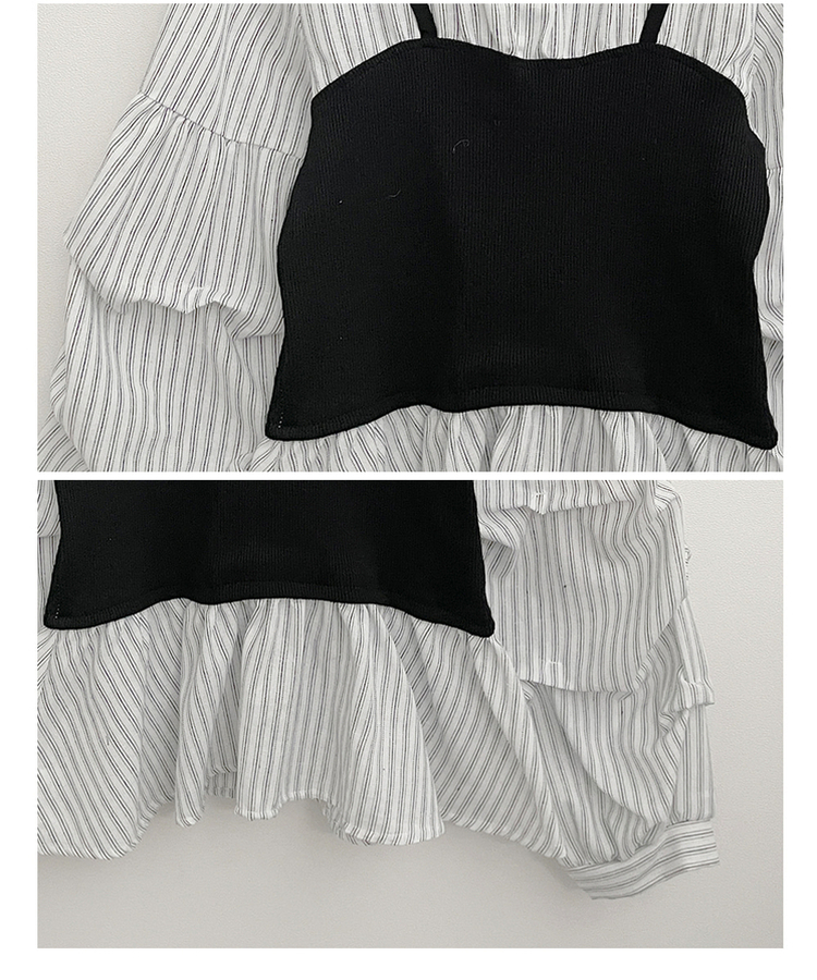 스트라이프뷔스티에레이어드주름핀턱셔츠남방