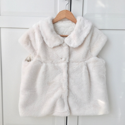 스노우 단추 폼폼 퍼 카라 밍크 조끼 반팔 자켓 아우터