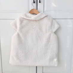 스노우 단추 폼폼 퍼 카라 밍크 조끼 반팔 자켓 아우터