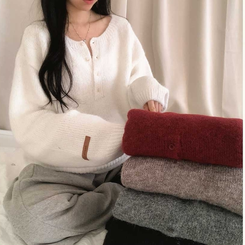 オーバーフィットヘンリーネックニット(5color) IVORY