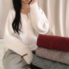 オーバーフィットヘンリーネックニット(5color) IVORY