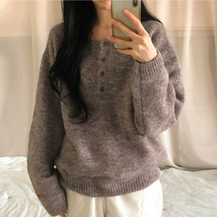 オーバーフィットヘンリーネックニット(5color) BEIGE