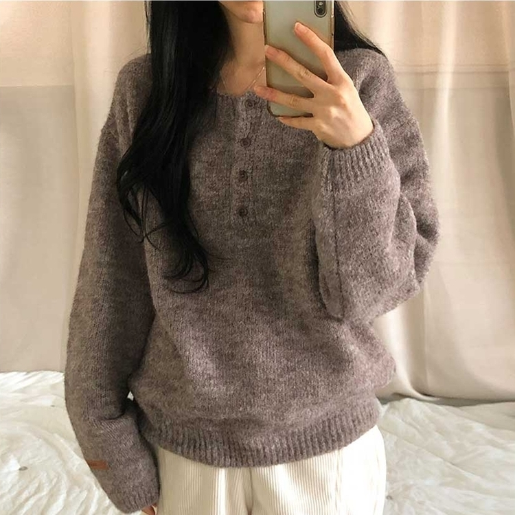 オーバーフィットヘンリーネックニット(5color) BEIGE