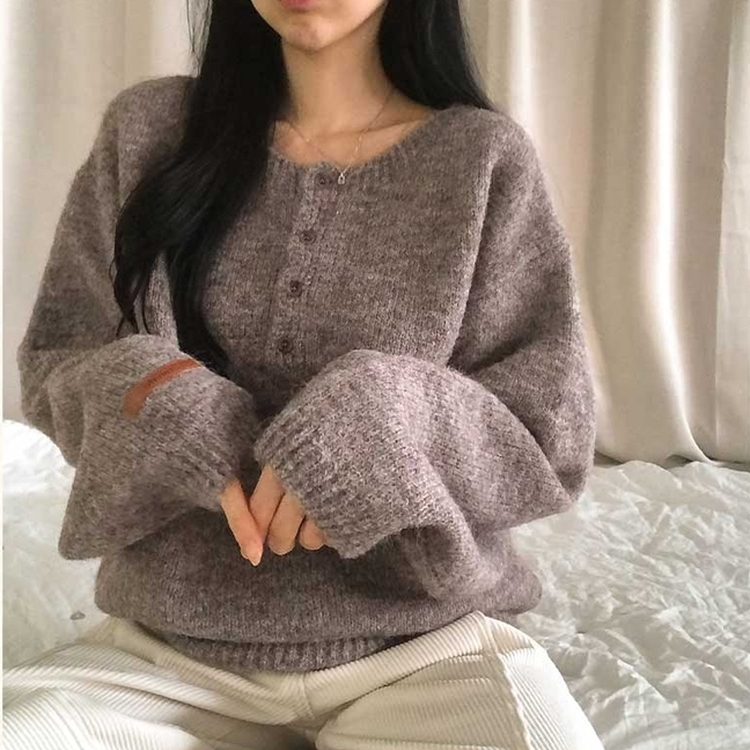 オーバーフィットヘンリーネックニット(5color) BEIGE