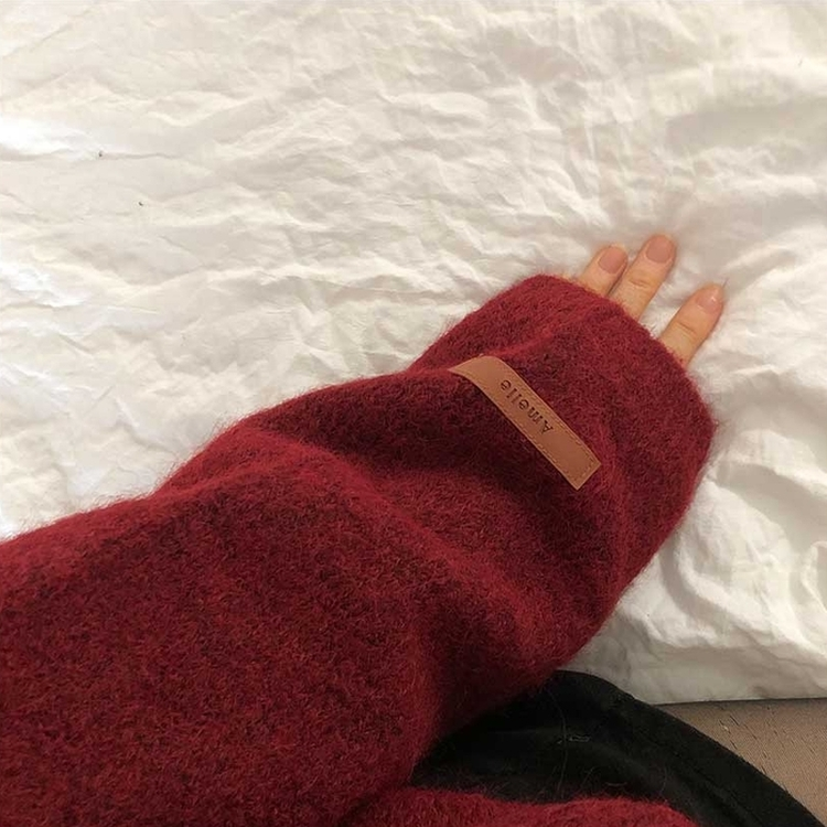 オーバーフィットヘンリーネックニット(5color) RED