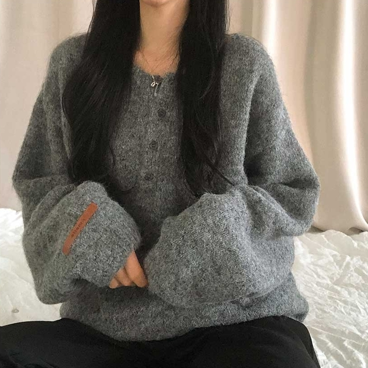 オーバーフィットヘンリーネックニット(5color) GREY