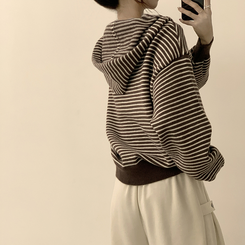 겨울까지 따뜻한 에리 팬던트 오버핏 겨울 긴팔 니트 후드 집업 루즈핏 가디건 데일리 상의 5color 브라운