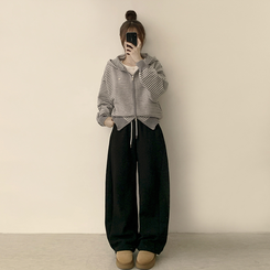 겨울까지 따뜻한 에리 팬던트 오버핏 겨울 긴팔 니트 후드 집업 루즈핏 가디건 데일리 상의 5color 그레이