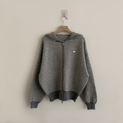 겨울까지 따뜻한 에리 팬던트 오버핏 겨울 긴팔 니트 후드 집업 루즈핏 가디건 데일리 상의 5color