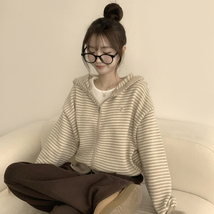 겨울까지 따뜻한 에리 팬던트 오버핏 겨울 긴팔 니트 후드 집업 루즈핏 가디건 데일리 상의 5color 베이지