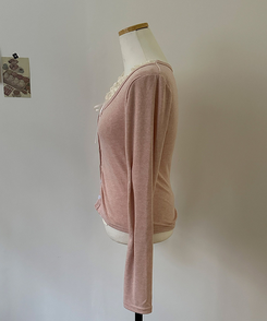 원더 레이스 레이어드 리본 발레코어 가디건