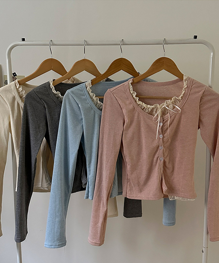 원더 레이스 레이어드 리본 발레코어 가디건