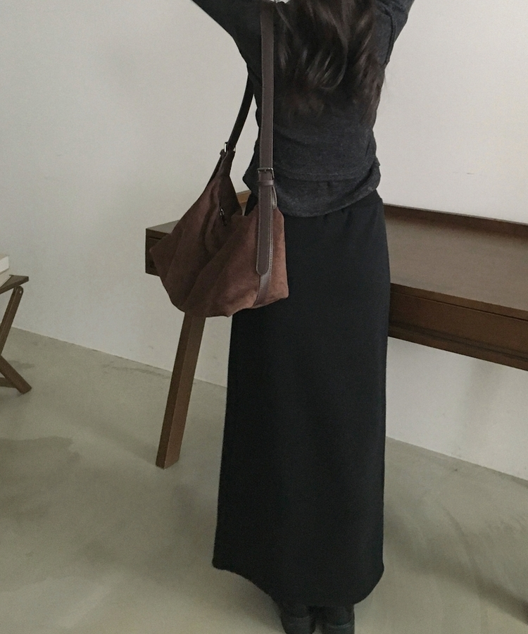 세컨드 기모 끈 레이어드 여리핏 니트탑 버튼 가디건 세트 차콜