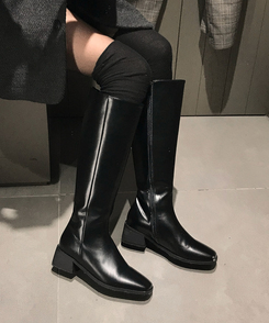 ベーシックスクエアロングブーツ BLACK