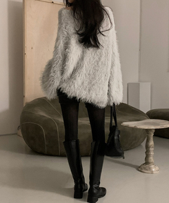 ベーシックスクエアロングブーツ BLACK