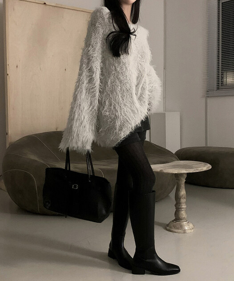 ベーシックスクエアロングブーツ BLACK