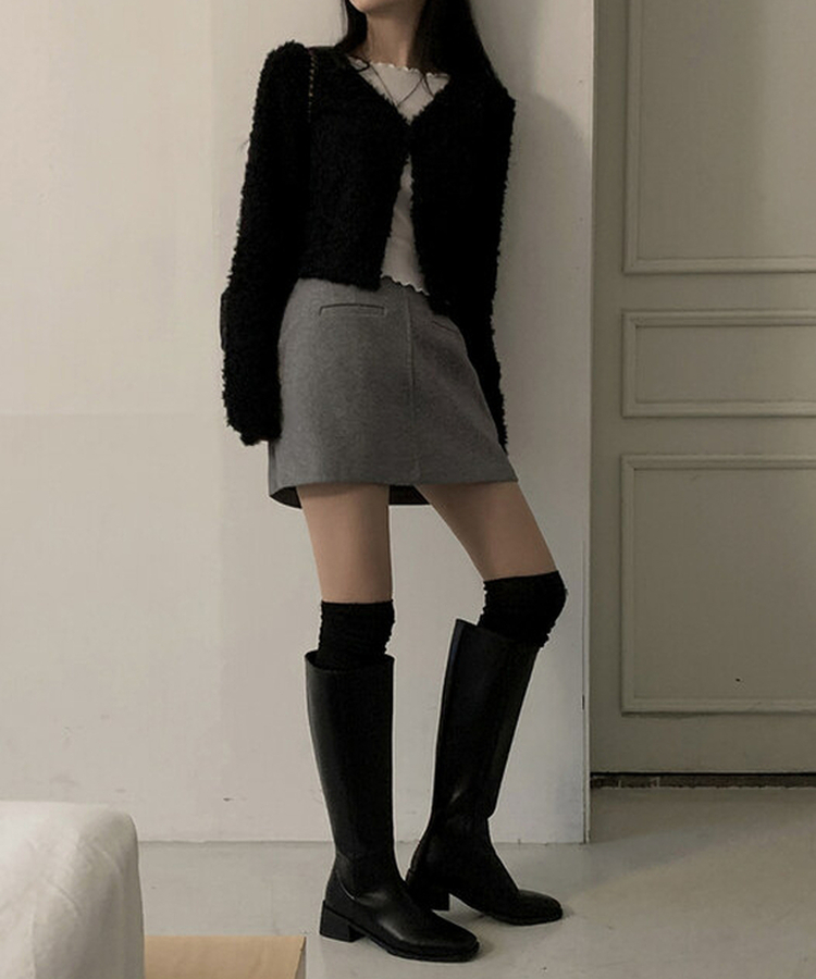 ベーシックスクエアロングブーツ BLACK