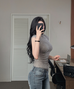 ハーフネックファーフェアリー半袖Tシャツ GREY